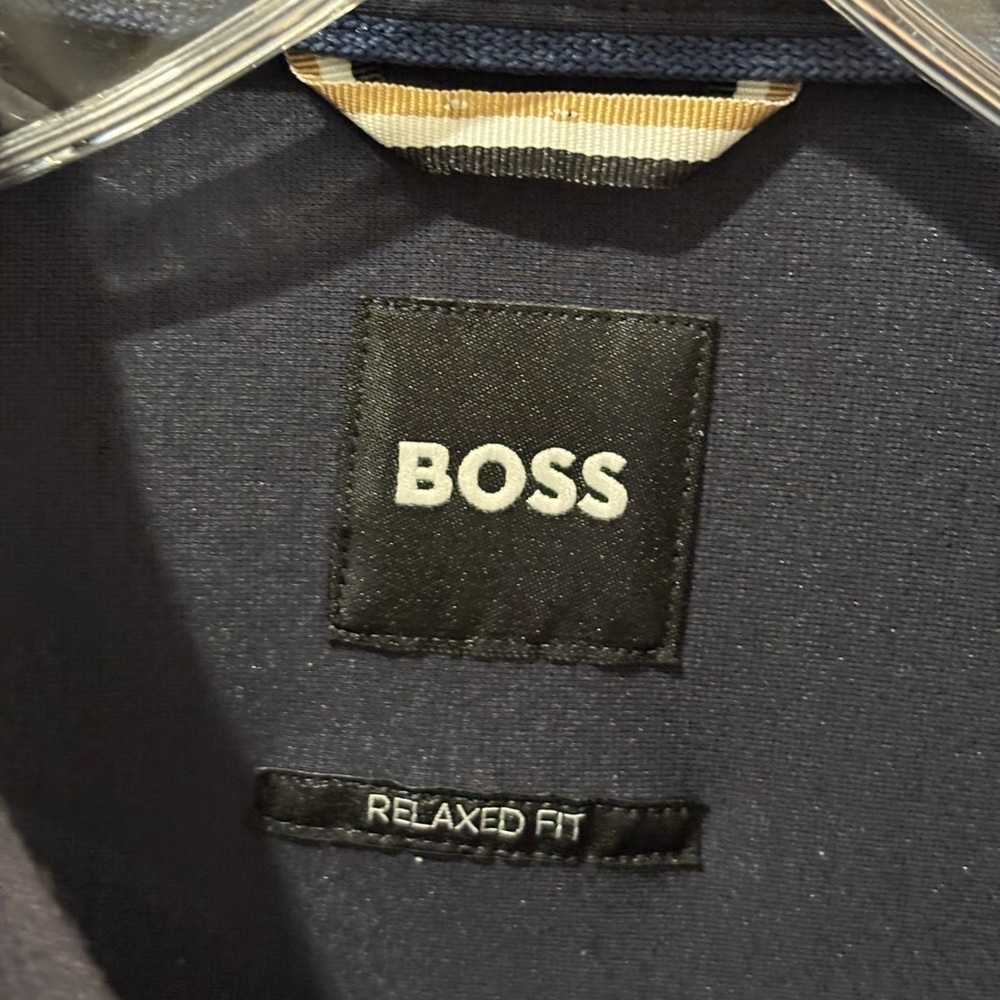 NWOT BOSS NAVY SHORT SLEEVE SHACKET QUIET LUXURY ITALIAN FABRIC RELAXED FIT XL - Picture 5 of 5
